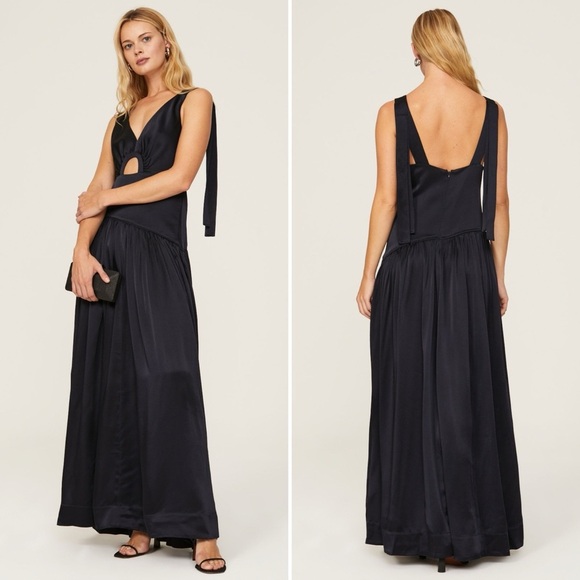 3.1 Phillip Lim Dresses & Skirts - 3.1 Phillip Lim Navy Satin Maxi Gown Dress - Size 6